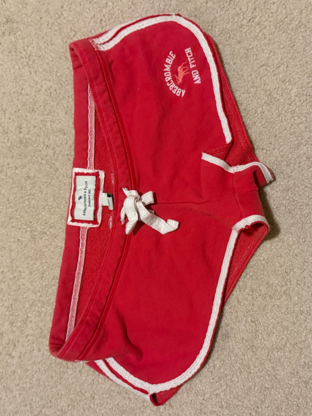 Abercrombie & Fitch Red Lounge Running Shorts with White Trim